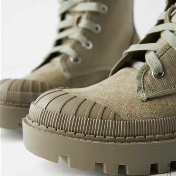 ZARA BNWT Flat Canvas Ankle Boots - Picture 5 of 5